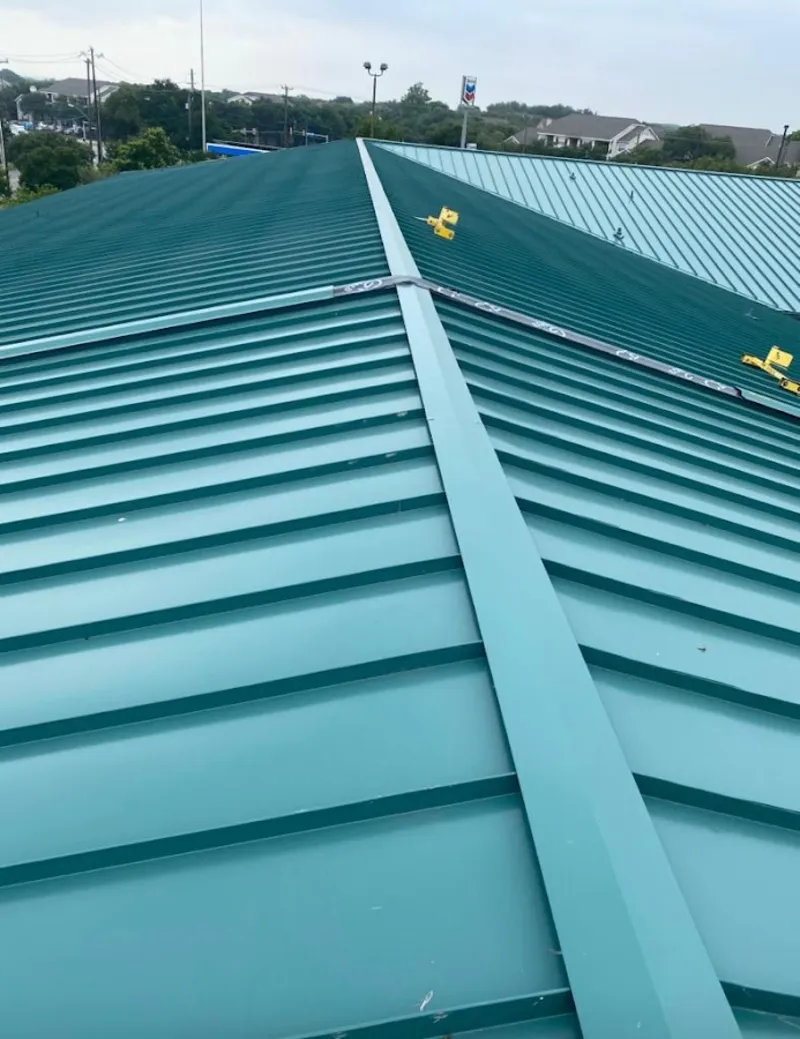 Green commercial metal roof ridge and valley for Metal Roof Repair in Floyds Knobs